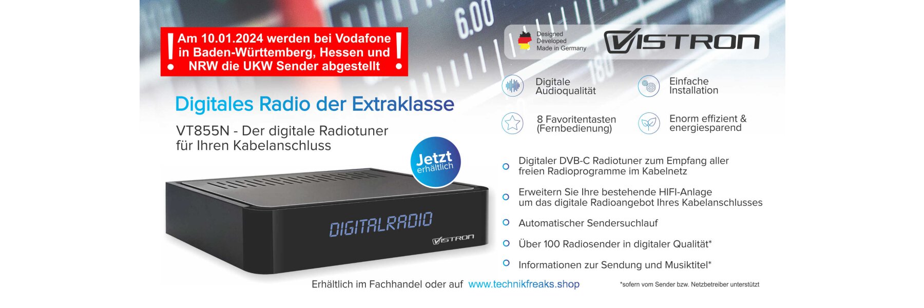 Analogabschaltung der Radioprogramme bei Vodafone in den Kabelnetzen